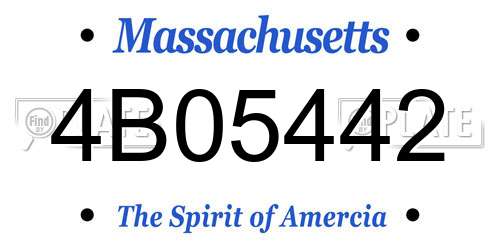 4B05442 Massachusetts License Plate