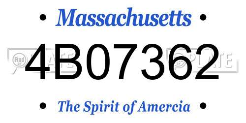 4B07362 Massachusetts License Plate