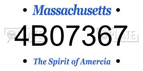 4B07367 Massachusetts License Plate