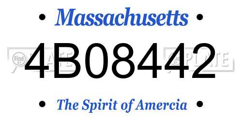 4B08442 Massachusetts License Plate