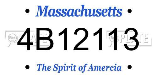 4B12113 Massachusetts License Plate