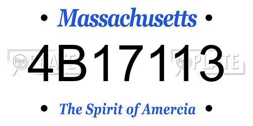 4B17113 Massachusetts License Plate