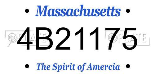 4B21175 Massachusetts License Plate