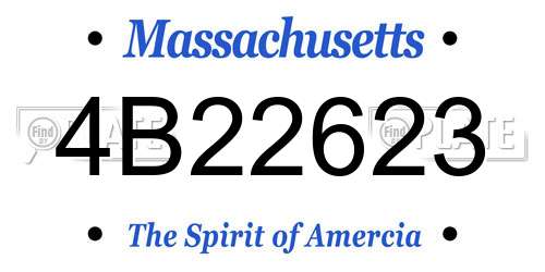 4B22623 Massachusetts License Plate