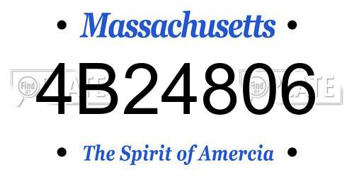 4B24806 Massachusetts License Plate