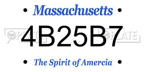 4B25B7 Massachusetts License Plate