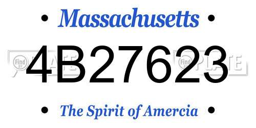 4B27623 Massachusetts License Plate
