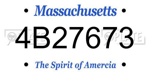 4B27673 Massachusetts License Plate