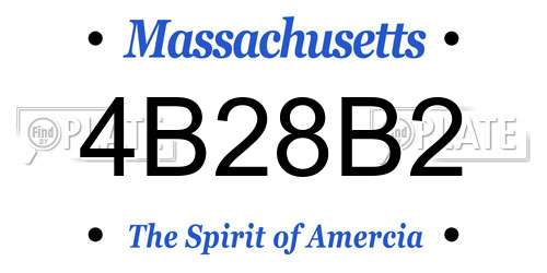 4B28B2 Massachusetts License Plate