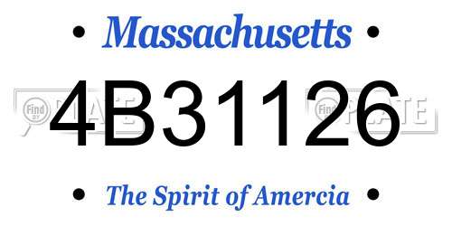 4B31126 Massachusetts License Plate