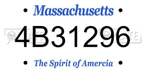 4B31296 Massachusetts License Plate