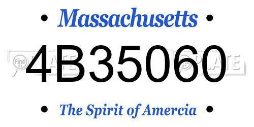 4B35060 Massachusetts License Plate
