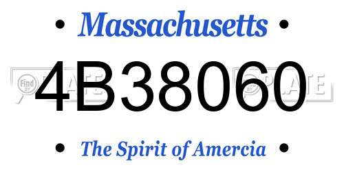 4B38060 Massachusetts License Plate
