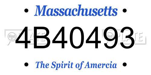 4B40493 Massachusetts License Plate