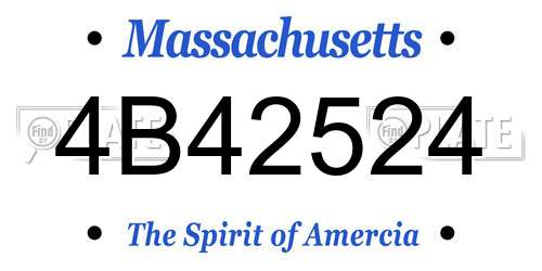 4B42524 Massachusetts License Plate