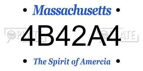 4B42A4 Massachusetts License Plate