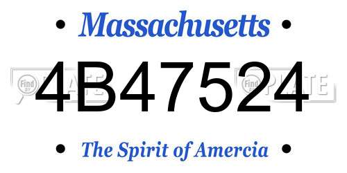 4B47524 Massachusetts License Plate