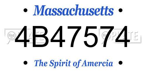 4B47574 Massachusetts License Plate