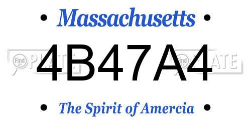 4B47A4 Massachusetts License Plate