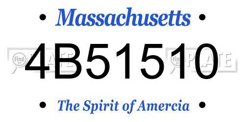 4B51510 Massachusetts License Plate