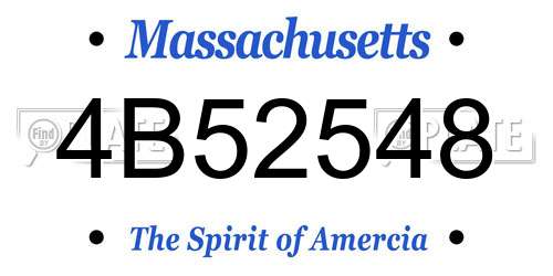 4B52548 Massachusetts License Plate