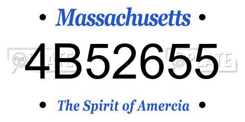 4B52655 Massachusetts License Plate