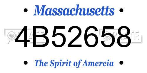 4B52658 Massachusetts License Plate
