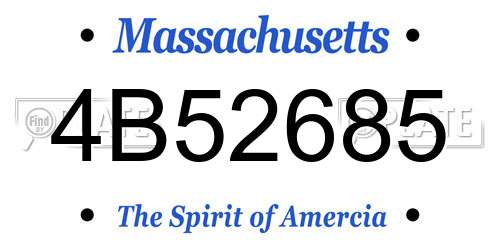 4B52685 Massachusetts License Plate
