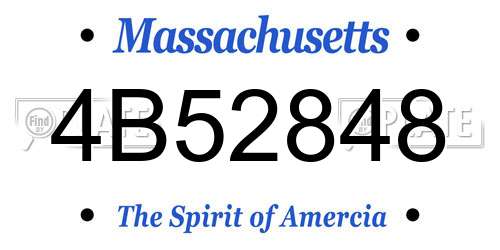 4B52848 Massachusetts License Plate