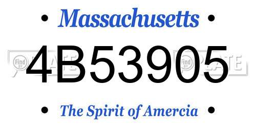 4B53905 Massachusetts License Plate