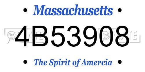 4B53908 Massachusetts License Plate