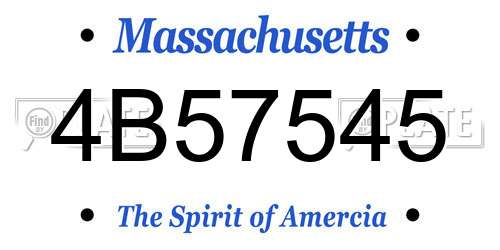 4B57545 Massachusetts License Plate