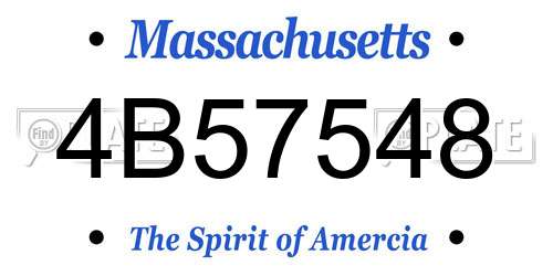 4B57548 Massachusetts License Plate