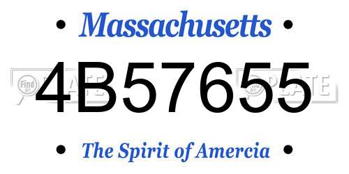 4B57655 Massachusetts License Plate