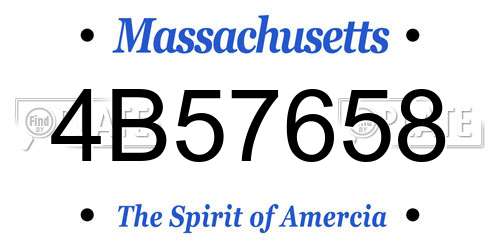 4B57658 Massachusetts License Plate