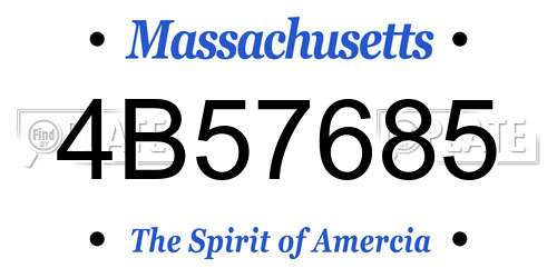 4B57685 Massachusetts License Plate