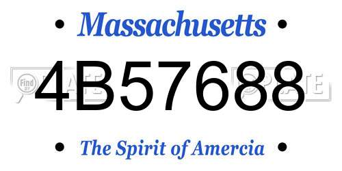 4B57688 Massachusetts License Plate