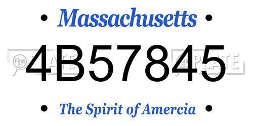 4B57845 Massachusetts License Plate