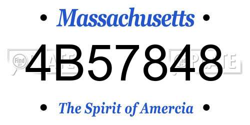 4B57848 Massachusetts License Plate