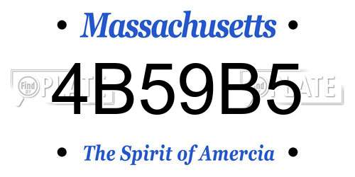 4B59B5 Massachusetts License Plate