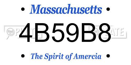 4B59B8 Massachusetts License Plate