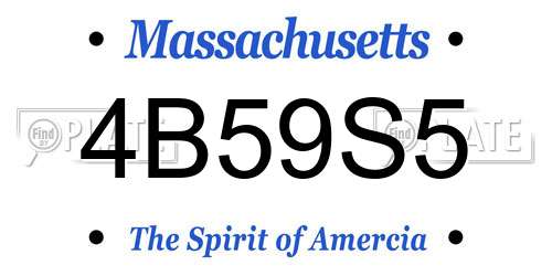 4B59S5 Massachusetts License Plate