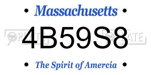 4B59S8 Massachusetts License Plate