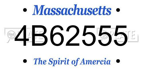 4B62555 Massachusetts License Plate