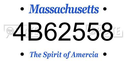 4B62558 Massachusetts License Plate