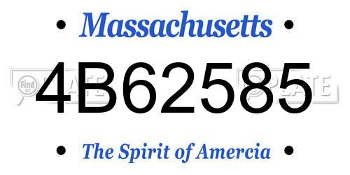 4B62585 Massachusetts License Plate