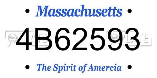 4B62593 Massachusetts License Plate