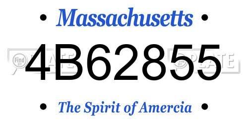 4B62855 Massachusetts License Plate