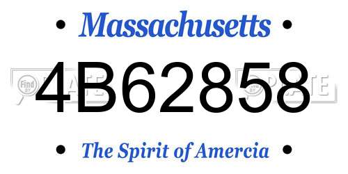 4B62858 Massachusetts License Plate