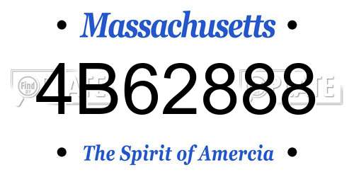 4B62888 Massachusetts License Plate